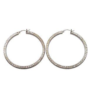 Sterling Silver Textured Hoop Earrings 2" Diameter